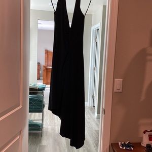 Black asymmetrical halter dress